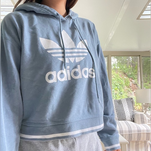 Adidas cropped hoodie, baby blue! - Picture 1 of 2